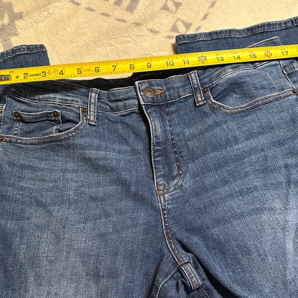 A171.   Aeropostale Women's Classic Blue mid rise Boot Cut Jeans size 10 L - Picture 7 of 11